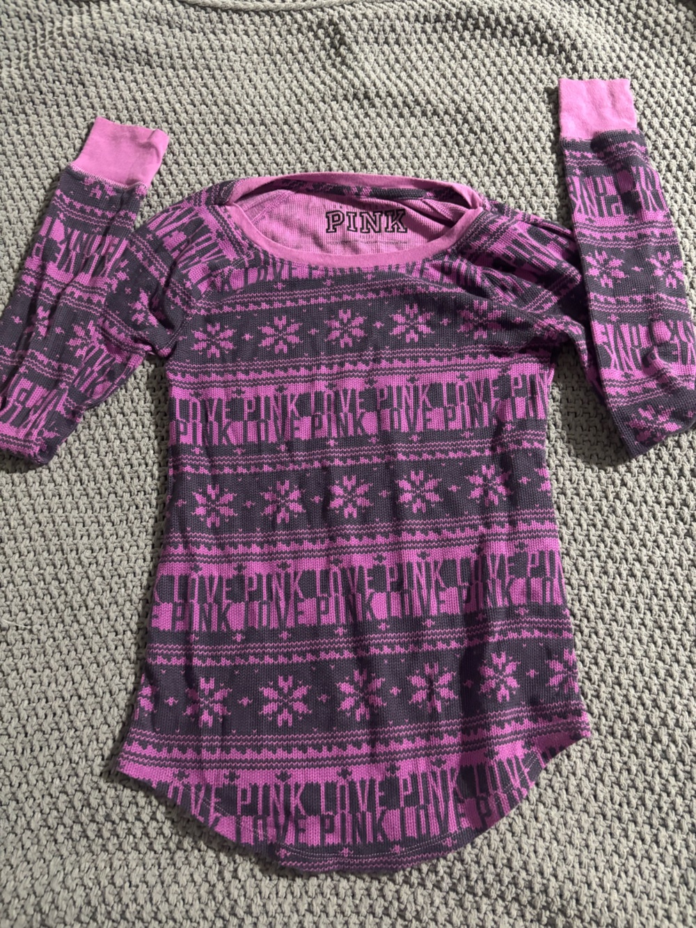 PINK Victoria's Secret Pink and Black Long Sleeve Tee